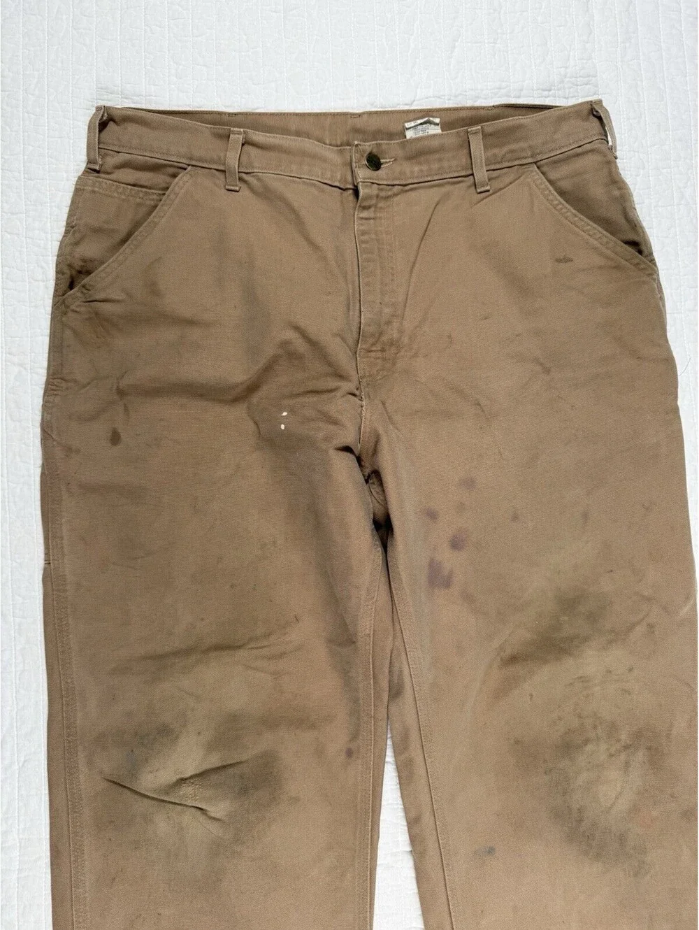 Carhartt B11 BRN Duck Work Pants Men 38x30 Brown Canvas Utility Carpenter USA